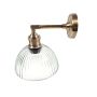 Prohibition Straight Wall Fitment in Antique Brass with Domed Ribbed Glass Shade 