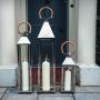 Stainless Steel Large Tall Venetian Lantern with Wooden Handle 