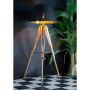 Wooden Tripod Light with Leather and Brass Detailing