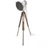 White Industrial Warehouse Floor Lamp on Natural Tripod