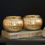 Pair of Large Antique Gold Mercury Glass Globe Tea Light Holders 