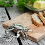 Rectangular Wooden Serving Board with Crab Design 