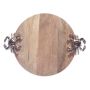 Round Wooden Serving Board with Crab Design