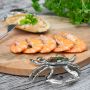 Round Wooden Serving Board with Crab Design