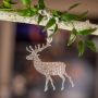 Small Silver Hammered Reindeer Decoration 