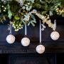 Small White Glass Bauble with Beading