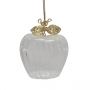 Apple Glass Hanging Tea Light Decoration with Gold Wire Flower 