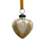 Set of Six Small Antique Clear Lustre Glass Heart Baubles