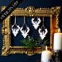 Set of Four Small White Wooden Stag Head Decorations