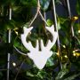 Set of Four Small White Wooden Stag Head Decorations