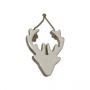 Set of Four Small White Wooden Stag Head Decorations