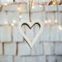 Set of Four Small White Wooden Heart Silhouette Hanging Decorations