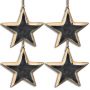 Set of Four Large Grey Wooden Star Decorations